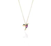 Einzelstück Halskette Kolibri Anhänger I 925 Sterling Silber I Silberkette echt vergoldet I Cubic Zirkonia Vogel Anhänger (Gold)