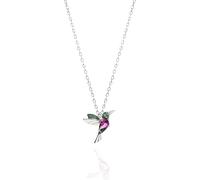 Einzelstück Halskette Kolibri Anhänger I 925 Sterling Silber I Silberkette echt vergoldet I Cubic Zirkonia Vogel Anhänger (Kolibri Halskette Silber)