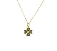 Einzelstück® Halskette mit Kleeblatt Anhänger 925 Sterling Silber - Echtschmuck Damen & Mädchen Glücksbringer - 45 cm Silberkette - Silber, 14K Gold & Roségold - Geschenk (Gold)