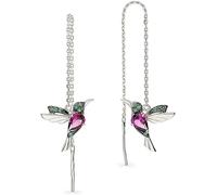 Einzelstück Ohrringe Kolibri Anhänger 925 Sterling Silber Zirkonia Steine (Kolibri Ohrhänger Silber)