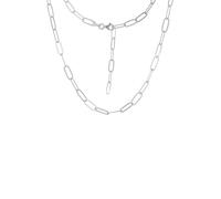 Einzelstück® Paperclip Halskette 925 Sterling Silber 14K vergoldet Silber-Kette 43cm I Glieder Kette im Büroklammer Stil I Ankerkette Echtschmuck aus Handarbeit (Silver)
