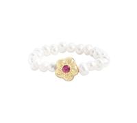 Einzelstück® Pearl Anxiety Ring, Anti-Stress Ring aus wasserfesten Perlen, Eleganter Damenring mit echten Süßwasser-Perlen mit 925 Silber Blume 14K Gold, Geschenke für Damen, Anxiety, Fidget (54)