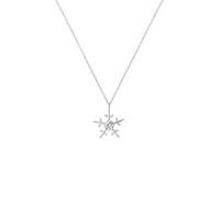 Einzelstück® Schneeflocken Halskette 925 Sterling Silber - Echtschmuck Damen & Mädchen - 45 cm - Winter & Weihnachts Schneeflocke Anhänger - Silber, 14K Gold & Roségold - Geschenk (Silver)