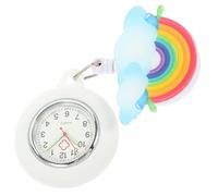 Einziehbare Krankenschwester Reversuhr aus Silikon mit Regenbogenmuster | Quarzuhr mit Abnehmbarem Deckel, Tragbar für Damen und Mädchen, Geschenk