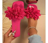 Einzigartige blumenverzierte flache Sandalen, modisch & rutschfest Damen Strand Lässig Party Zehentrenner, erhältlich in Weiß, Schwarz, Rot, Grün, Mag