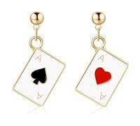 Einzigartige lustige Poker-Herzen und Pik-Ass-Spielkarten baumeln Tropfen-Ohrstecker für Frauen-Mädchen-Glücksspiel-Casino-Schmuck-Geschen