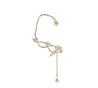 Einzigartiger Kamelien Ohrwickel mit Quasten, glitzerndes Zirkon Blumen Manschettenzubehör für Abendkleider und den täglichen Gebrauch Bequemer Clip