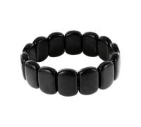 Einzigartiges Stretch-Armband mit schwarzen Nephrit Jade Bianshi, mattiert