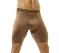 Eis Seide Boxershorts Lang Beine Glatt Anti-Scheuern(Brown 2XL)