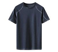 EIS Seide Lose Schnell Trocknend Top Seidig Glatt Rundhals Trend Einfarbig T Shirt Männer Kurzarm