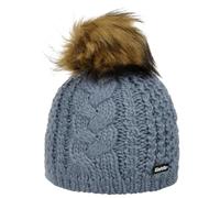 Eisbär Afra Lux Strickmütze Beanie Bommelmütze Skimütze Wintermütze Wollmütze Damen - mit Futter, Futter Herbst-Winter Winter - One Size blau