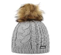 Eisbär Afra Lux Strickmütze Beanie Bommelmütze Skimütze Wintermütze Wollmütze Damen - mit Futter, Futter Herbst-Winter Winter - One Size grau