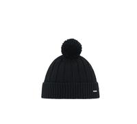 Eisbär Ayo Pompon Mütze schwarz - Wärmende Outdoor-Mütze mit Merino-Mix (mulesingfrei), Breiter Rippenstruktur, Nahtlosem Strick & Flauschigem Bommel - Perfekt für Damen & Herren im Winter