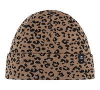 Eisbär Mütze Damen Banto Leo in Cappucino - Merino Beanie Strickmütze Leopardenmuster - warme 2 Lagen Wintermütze Haube aus Österreich
