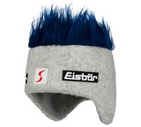 Eisbär Cocker Skipool Wintermütze Damen/Herren - Made in Austria Zottelhaarmütze Snowboardmütze Strickmütze mit Futter, Futter Herbst-Winter Winter - One Size Small weiß-blau