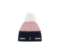 Eisbär Focus Lux Crystal Skipool Mütze Beanie Strickmütze Wollmütze Wintermütze Skimütze Bommelmütze Damen - Made in The EU mit Futter, Futter Winter Herbst-Winter - One Size pink-weiß