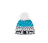 Eisbär Focus Lux Crystal Skipool Mütze Beanie Strickmütze Wollmütze Wintermütze Skimütze Bommelmütze Damen - Made in The EU mit Futter, Futter Winter Herbst-Winter - One Size blau-grau