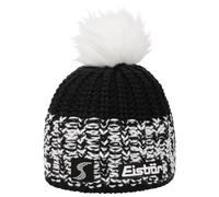 Eisbär Focus Lux Crystal Skipool Mütze Beanie Strickmütze Wollmütze Wintermütze Skimütze Bommelmütze Damen - Made in The EU mit Futter, Futter Winter Herbst-Winter - One Size schwarz-weiß