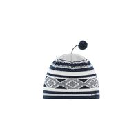 Eisbär Gitti Bommelmütze Strickmütze Wintermütze Skimütze Beanie Damen/Herren - Made in Austria mit Futter, Futter Winter Herbst-Winter - One Size blau-weiß