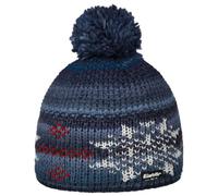 Eisbär IKE Pompon Beanie Mütze Strickmütze Wollmütze Wintermütze Damen/Herren - Made in the EU mit Umschlag, Umschlag Winter Herbst-Winter