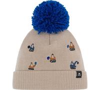 Eisbär Mütze Talur Pompon Kids Beige - warme Bommelmütze Jungen & Mädchen - 53 cm (5-6 Jahre) - kuschelige mit Ohrenklappen & zum Binden Kindermütze Haube Pudelmütze Beanie weich warm