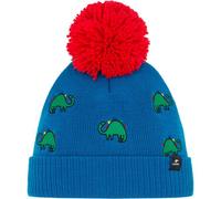 Eisbär Mütze Talur Pompon Kids Blau - warme Bommelmütze Jungen & Mädchen - 53 cm (5-6 Jahre) - kuschelige mit Ohrenklappen & zum Binden Kindermütze Haube Pudelmütze Beanie weich warm