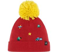 Eisbär Mütze Talur Pompon Kids Rot - warme Bommelmütze Jungen & Mädchen - 53 cm (5-6 Jahre) - kuschelige mit Ohrenklappen & zum Binden Kindermütze Haube Pudelmütze Beanie weich warm