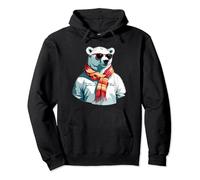 Eisbär mit Schal und Sonnenbrille Gesicht Headshot Torso Pullover Hoodie
