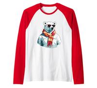 Eisbär mit Schal und Sonnenbrille Gesicht Headshot Torso Raglan