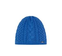 Eisbär Mütze Damen Afra Blau - Merino Wollmütze für Frauen - mit Fleece schützt vor Kälte und Wind - weiche Strickmütze mit Zopfmuster - die Haube für Immer aus Österreich