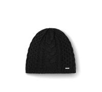 Eisbär Mütze Damen Afra Schwarz - Merino Strickmütze gefüttert warm
