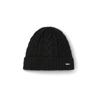 Eisbär Mütze Damen Afratos Schwarz - Merino Wollmütze für Frauen mit Fleece schützt vor Kälte und Wind - Strickmütze mit Umschlag Beanie mit Zopfmuster Bequeme Haube für Immer