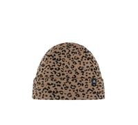 Eisbär Mütze Damen Banto Leo in Cappucino - Merino Beanie Strickmütze Leopardenmuster - warme 2 Lagen Wintermütze Haube aus Österreich