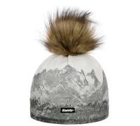 Eisbär Mütze Damen Draw Lux Crystal Grau - Merino Bommelmütze für Frauen - mit Fleece schützt vor Kälte und Wind - Strickmütze mit Pompon aus Kunstfell Damenhaube Wintermütze