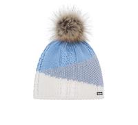 Eisbär Mütze Damen Eden Lux Crystal Weiß - Merino Bommelmütze für Frauen - mit Fleece schützt vor Kälte und Wind - Strickmütze mit Pompon aus Kunstfell mit Swarovski Kristallen edle Wintermütze