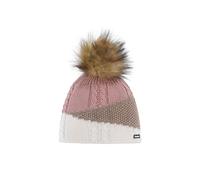 Eisbär Mütze Damen Eden Lux Crystal weiß - Wintermütze Bommelmütze | Merinomütze, Strickmütze mit Bommel, Pudelmütze, Swarovskikristalle, Kunstfellbommel, gefüttert, Warm, weich, kuschelig