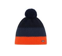 Eisbär Wintermütze Star mit Bommel (Pompon) orange/navyblau/schwarz - 1 Stück, Größe OneSize