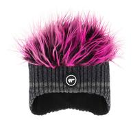Eisbär Mütze Wintermütze mit Haaren Keke Cocker für Damen und Herren, Größe:Einheitsgröße, Farbe:Grau-Pink