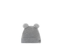 Eisbär Wintermütze (Pompon) Ponti - mit Wollpompon als Ohren - hellgrau - Kinder, Größe 53