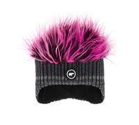 Eisbär Mütze Wintermütze mit Haaren Keke Cocker für Damen und Herren, Größe:Einheitsgröße, Farbe:Grau-Pink