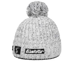 Eisbär Naja Crystal Bommelmütze Strickmütze Wintermütze Damen - Made in Austria mit Umschlag, Futter, Umschlag Winter Herbst-Winter - One Size weiß-schwarz