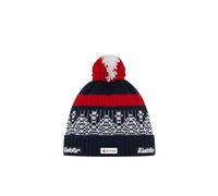 Eisbär Norrak Ski Austria Bommelmütze Strickmütze Beanie Wollmütze Wintermütze Skimütze Herren - Made in the EU mit Schirm, Umschlag Herbst-Winter Herbst Winter - One Size grau-rot