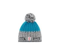 Eisbär Refocus Skipool Bommelmütze Strickmütze Wollmütze Wintermütze Skimütze Beanie Damen - Made in The EU mit Futter, Futter Winter Herbst-Winter - One Size blau-grau
