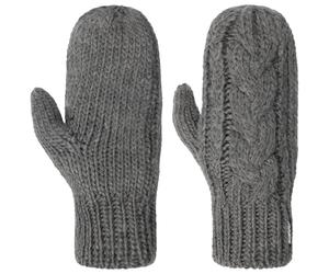 Eisbär Tonella Fäustlinge Strickhandschuhe Fausthandschuhe Damen - Made in Austria mit Futter, Futter Herbst-Winter Winter - One Size dunkelgrau