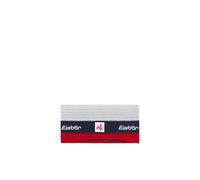 Eisbär Vin Active Unisex Winter Stirnband - Merino/Acryl Strick, MicroModal Futter, Retro Stripe, Curved-Ear Fit - Rot-Dunkel Kobalt-Weiß Acon