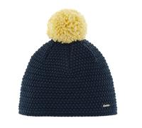 Eisbär Wintermütze Jamie mit Bommel (Pompon) Merinowolle darkblau/gelb