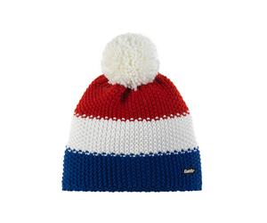 Eisbär Wintermütze Star mit Bommel (Pompon) blau/rot/weiss - 1 Stück, Größe OneSize