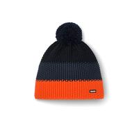 Eisbär Wintermütze Star mit Bommel (Pompon) orange/navyblau/schwarz - 1 Stück, Größe OneSize