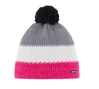 Eisbär Mütze Herren & Damen Star Pompon Pink-weiß-grau - Merino Wintermütze Unisex mit Fleece schützt vor Kälte und Wind - Bommelmütze atmungsaktiv thermoregulierend warm Haube aus Österreich