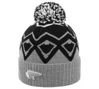 Eisbär Ziggy Bommelmütze Strickmütze Skimütze Wintermütze Wollmütze Damen/Herren - Made in Austria mit Umschlag, Futter, Futter Winter Herbst-Winter - One Size grau-schwarz